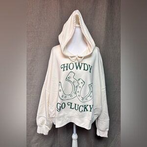 Grayson Threads Women’s Cream Cropped Hoodie with Graphic Print, Size: 2X, NWT